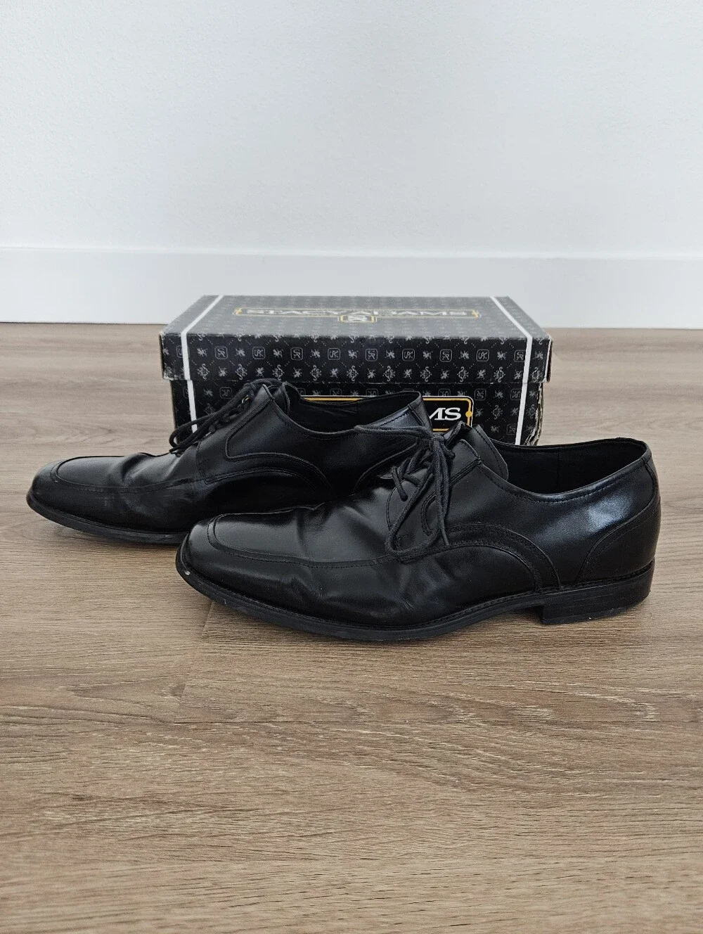 Stacy Adams Forrest Men’s Black Leather Lace-Up Dress Shoes Size 10